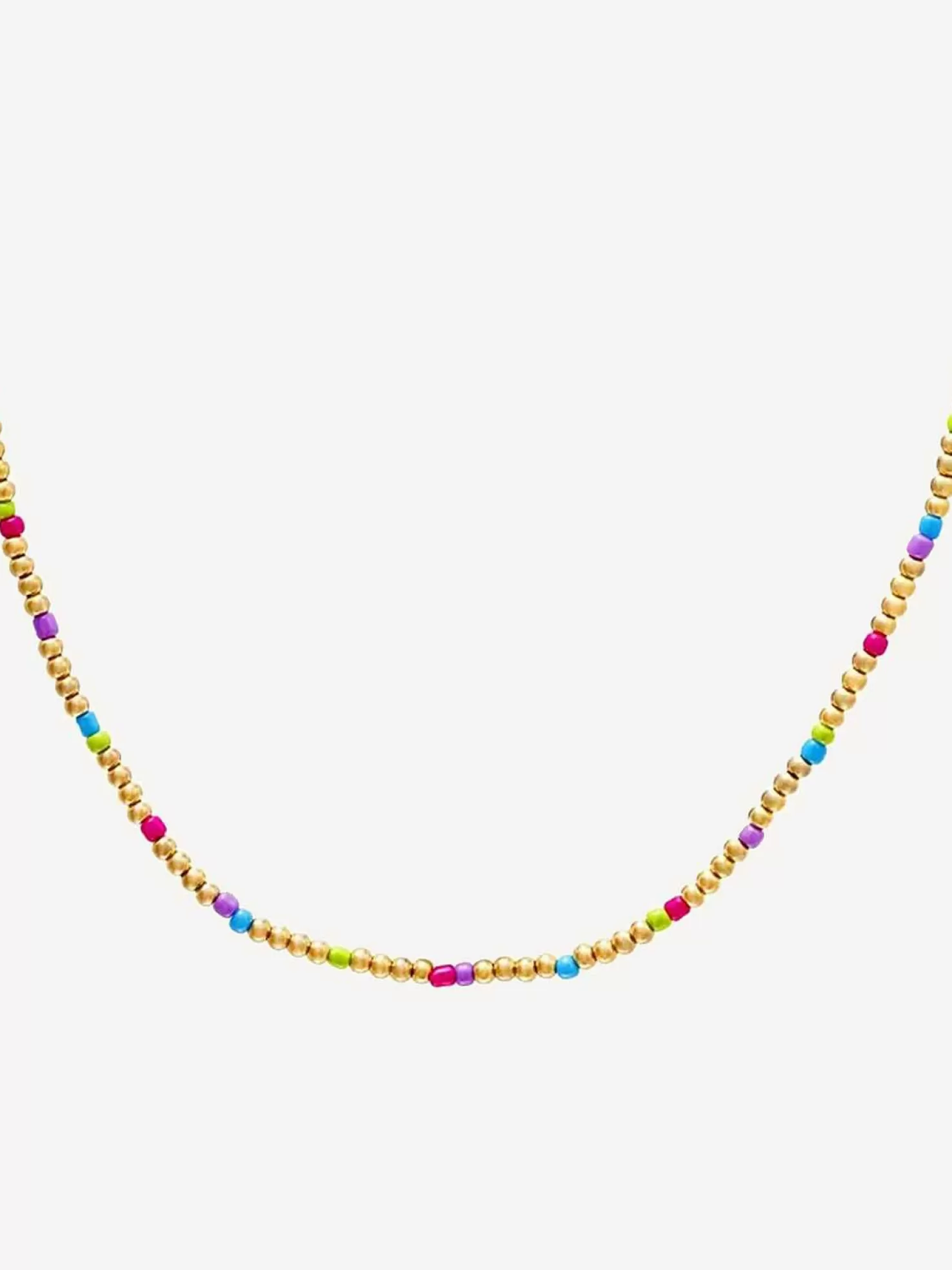 LOF Boutique Kettingen>Multi Color Beads Necklace Gold & Blue
